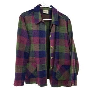 Monterey By Koret Button Front Jacket Multicolor Plaid Check Size M Shacket